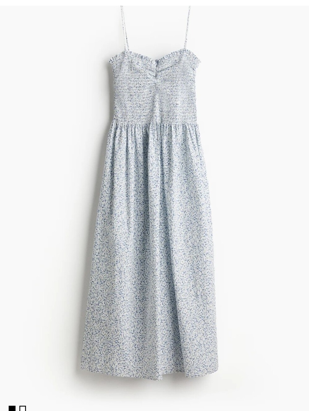 New H&M Smocked Blue Floral Dress Size XL Midi NWT Sleeveless
